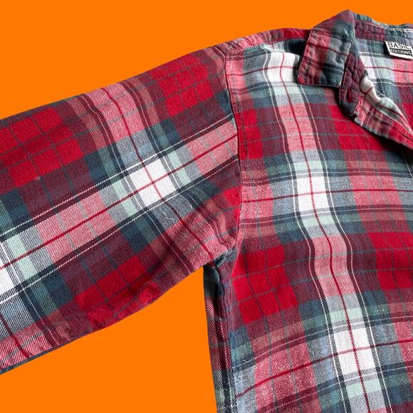 90's vintage flannel plaid 100% cotton collared button up blouse SMALL - Picture 3 of 7